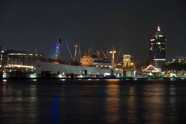 Barco Puerto Por Noche — Foto de Stock