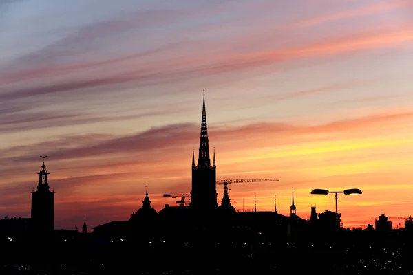 Sonnenuntergang Stockholm Silhouette — Stockfoto