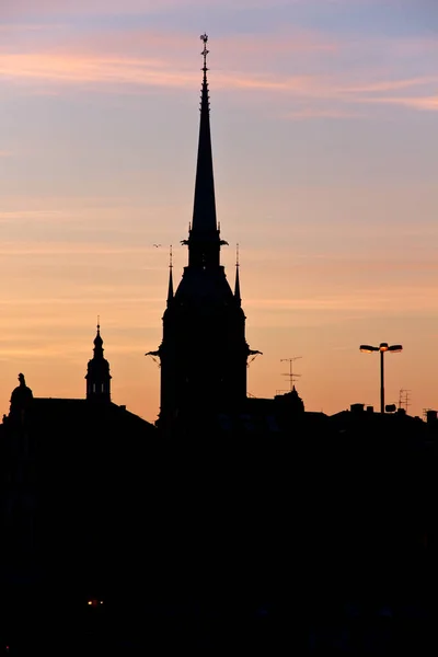 Napnyugta Stockholm Sziluett — Stock Fotó