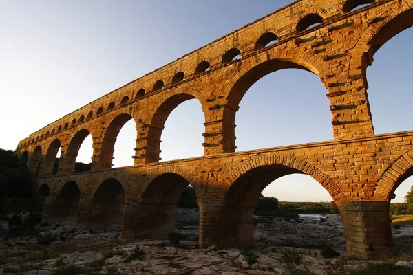 Pont Gard Szeroki Kąt Ekstremalne — Zdjęcie stockowe