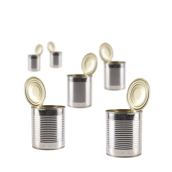 Tin Cans Isolated White Background — Stock Photo, Image