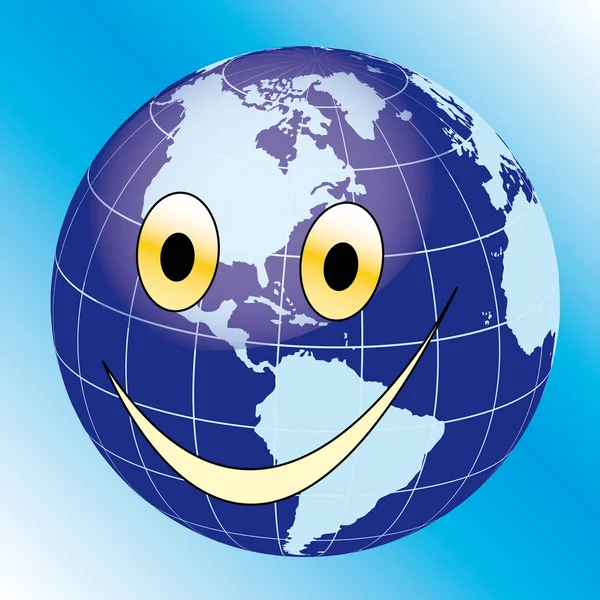 Vektorillustration Einer Blauen Weltkugel Mit Einer Weltkarte — Stockfoto