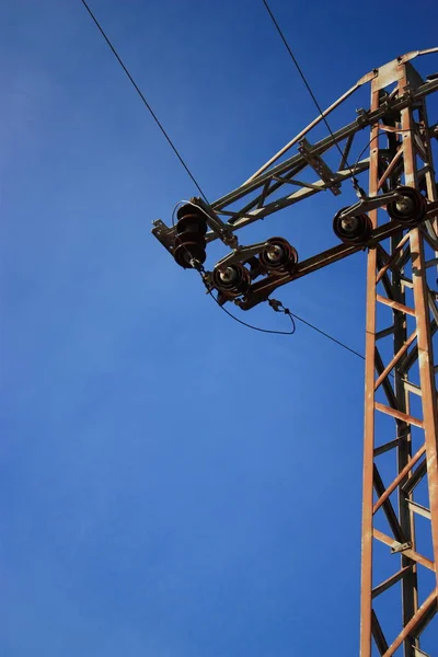 Villamosenergia Átviteli Vezetékek Elektromos Áram — Stock Fotó