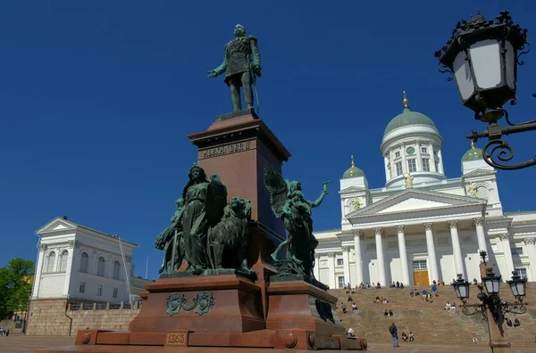 Alexander Plaza Del Senado Ante Catedral Helsinki — Foto de Stock