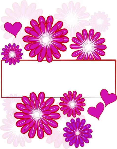 Πλαίσιο Floral Pink Hearts — Φωτογραφία Αρχείου