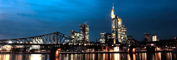 Night Panorama Frankfurt Hdr Technology — Stock Photo, Image