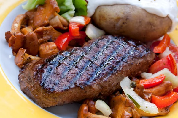 Rump Steak Lendenen Gegrild Met Sal — Stockfoto