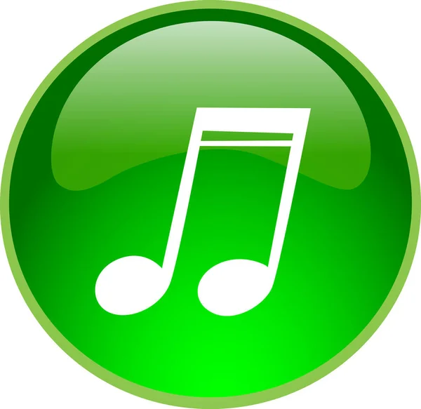 Кнопка Зеленої Музики Ноти — стокове фото