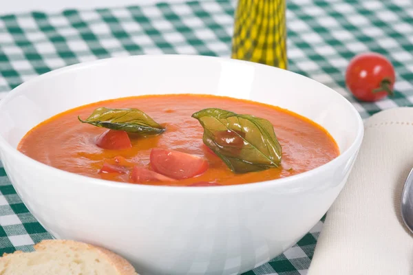 Tomato Soup White Plate — Stock Photo, Image