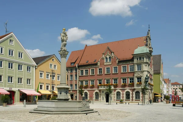 Marienplatz Avec Hôtel Ville Mindelheim — Photo