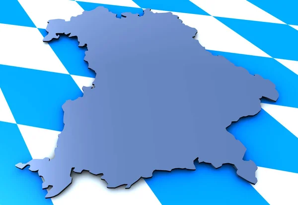 Bavorská Mapa Vlajkovým Pozadím — Stock fotografie