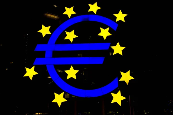 Euro Symbol Night — Stock Photo, Image