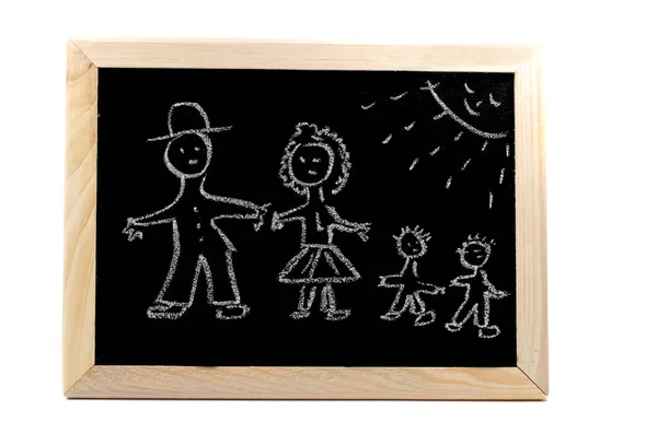 Quadro Negro Com Desenho Infantil — Fotografia de Stock