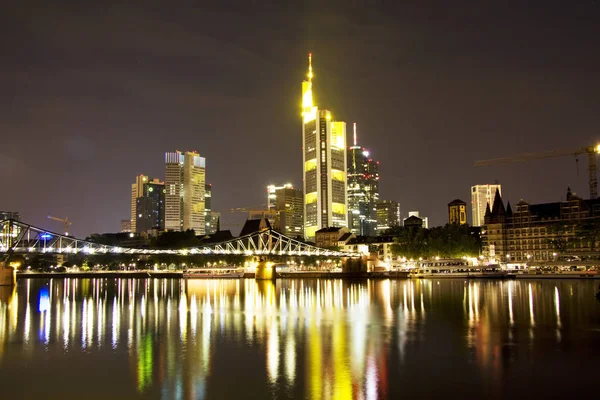 Frankfurt Skyline Nachts — Stockfoto