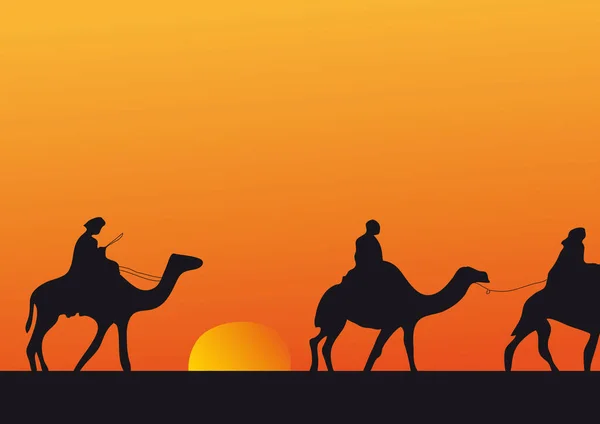 Vector Silhouette Camel Desert — Stock Photo, Image