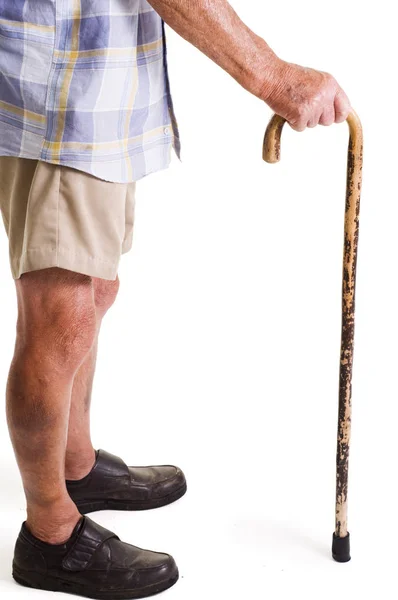 Man Holding Walking Stick — Stock Photo, Image