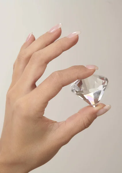 Woman Hand Holding Small Bottle Perfume White Background — Stock Photo, Image