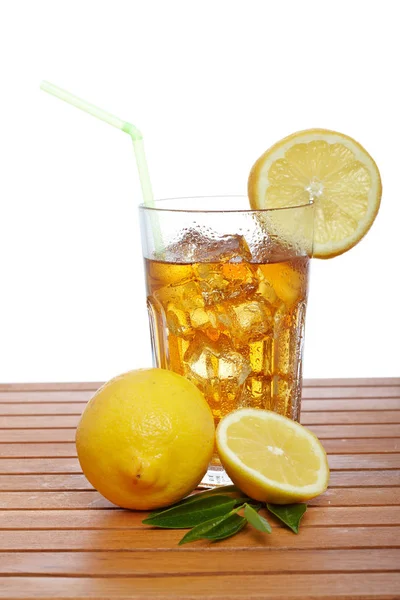 Glass Ice Tea Lemon — Stock Photo, Image