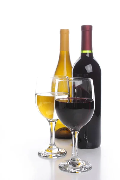 Due Bottiglie Vino Con Bicchieri — Foto Stock