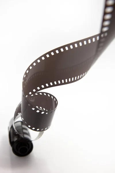 Film Strip Met Een Spiraal Geïsoleerd Witte Achtergrond — Stockfoto