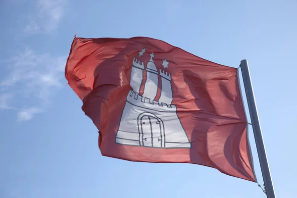 Hamburgi Zászló Hanseatikus Városa — Stock Fotó