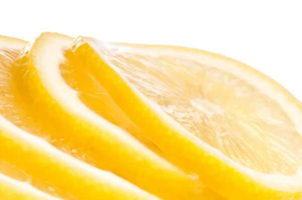 Horizontal Macro Juicy Fresh Cut Lemon Slices — Stock Photo, Image