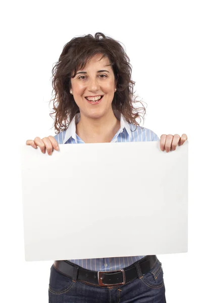 Holding Blank Banner — Stock Photo, Image