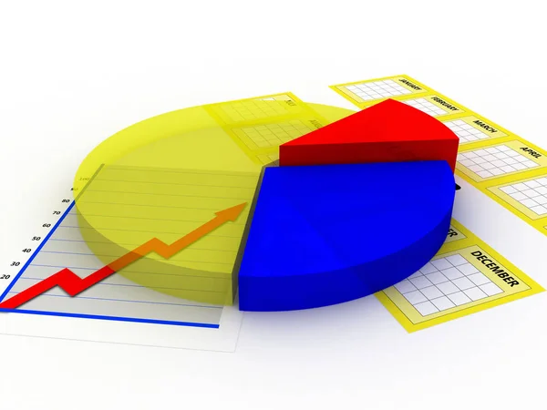 カレンダー付きの円グラフ — ストック写真