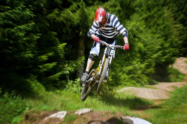 Mountinbike Skaczący Powietrze — Zdjęcie stockowe