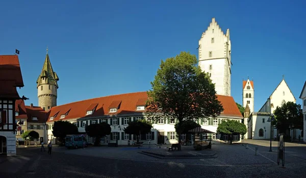 Panorama Över Gröna Tornet Följt Stadskammare Kvinnors Porttorn Och Kyrkan — Stockfoto