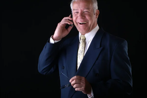 Homme Affaires Senior Avec Téléphone Portable — Photo