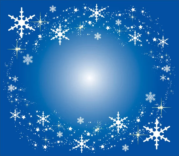 雪の結晶と青いクリスマスの背景 — ストック写真