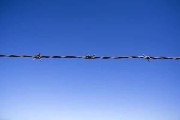 Prikkeldraad Tegen Blauwe Lucht — Stockfoto