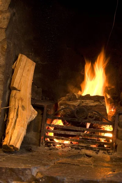 Chimenea Leña Llama — Foto de Stock