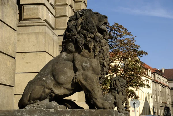 Lwa Posągi Schnirch Pradze — Zdjęcie stockowe