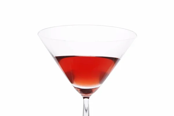 Rotes Cocktailglas Nahaufnahme Auf Weißem Hintergrund — Stockfoto