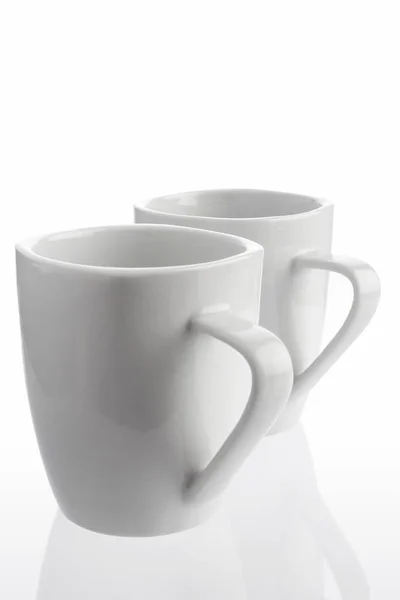 Pair White Coffee Cups White Background — Stock Photo, Image