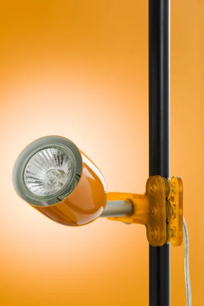 Halogén Spot Clamp Lámpa Narancssárga Alapon — Stock Fotó