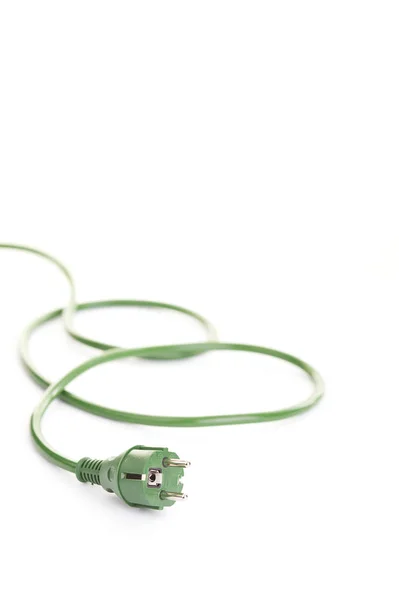 緑のエネルギーコンセプト 白い背景に緑のエネルギープラグ — ストック写真
