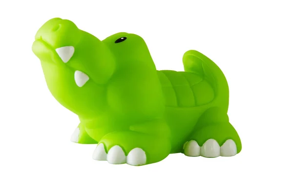 Детский Зеленый Игрушечный Аллигатор Изолирован Белом Фоне Путь Обрезки Включен — стоковое фото