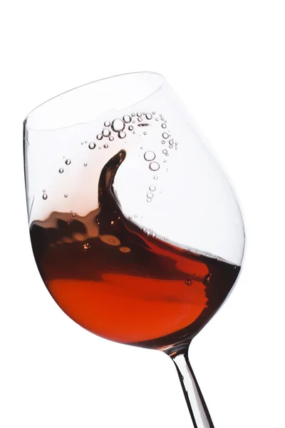 Isolato Movimento Movimento Sfocatura Bicchiere Vino Rosso Uno Sfondo Bianco — Foto Stock