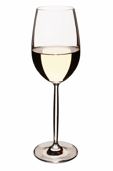 白炭黑上的一个孤立的白葡萄酒杯子的特写 — 图库照片