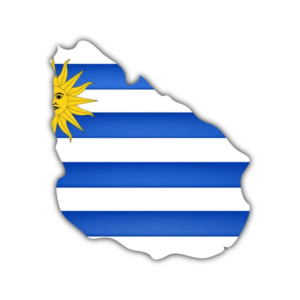 Χάρτης Και Σημαία Του Uruguay — Φωτογραφία Αρχείου