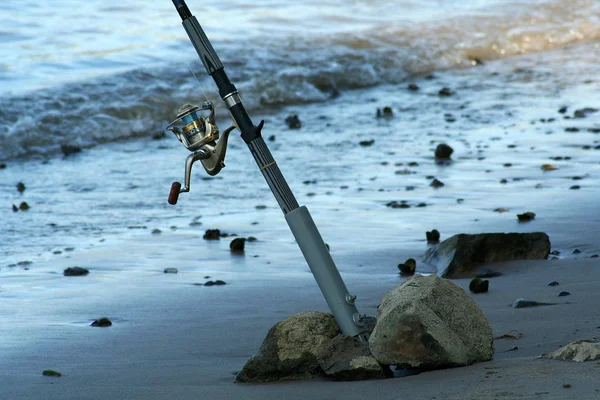 Canna Pesca Sulla Spiaggia — Foto Stock