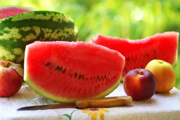 Watermelon Fruits Knife — Stock Photo, Image