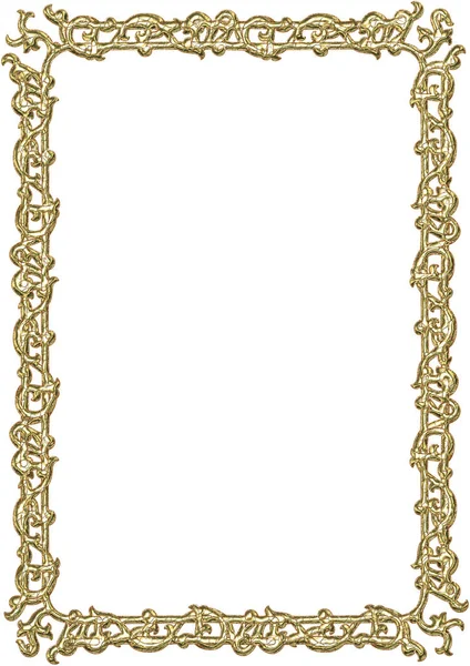 装饰用的金色框架 白色孤立 — 图库照片