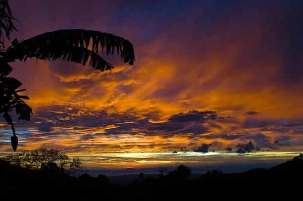 Krásný Západ Slunce Obloha Pohled — Stock fotografie