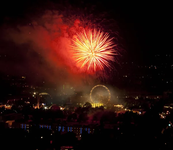 Fogos Artifício Feliz Ano Novo Céu — Fotografia de Stock