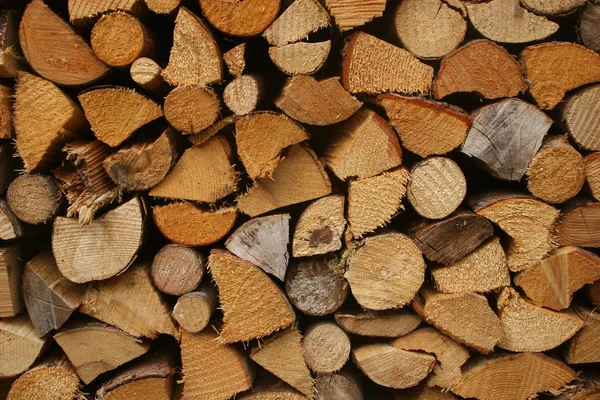 Stacked Brown Chopped Firewood Hardwood Texture — Stock Photo, Image