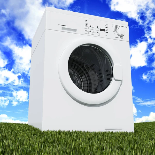 绿色房间里的洗衣机 — 图库照片